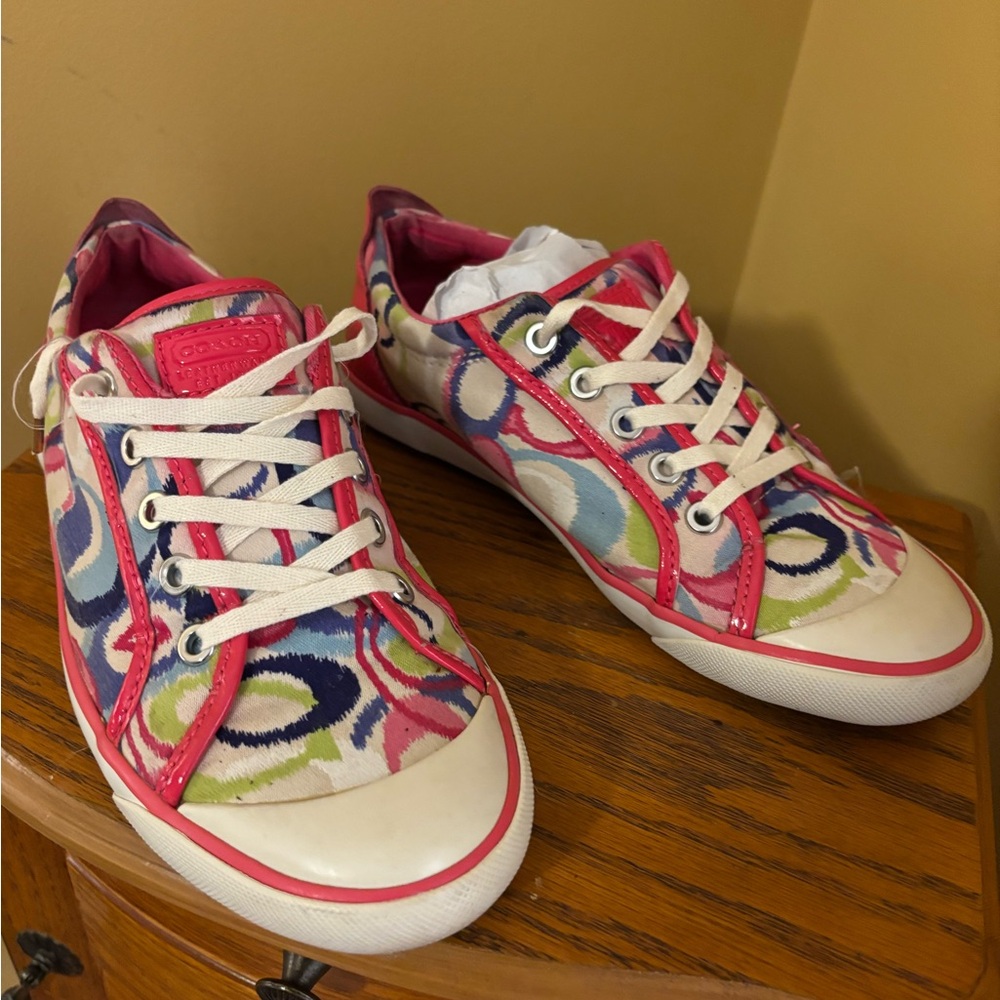 Coach Barrett Vibrant Pink and Cream Sneakers - Picture 4 of 10